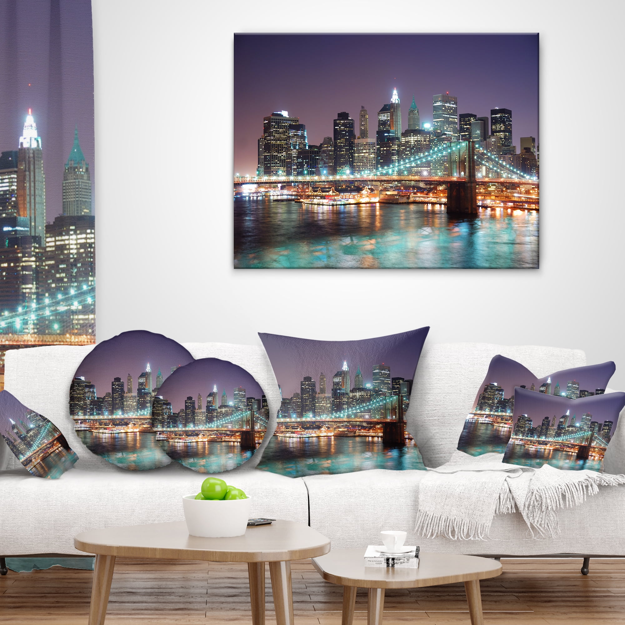 Designart New York City Manhattan Skyscrapers - Cityscape Throw Pillow - 18x18
