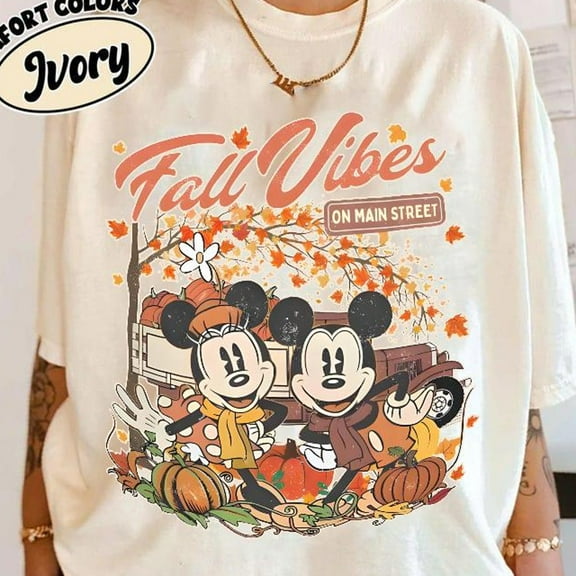 Retro Disney Mickey Minnie Fall Vibes On Main Street Shirt, Fall Pumpkin Disney Thanksgiving Shirt, Disneyland Spice Season Autumn Shirt, S-5XL Shirt