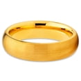 thumbnail image 2 of 5mm Tungsten Wedding Band Yellow Gold Tungsten Ring Tungsten Carbide Ring Brushed Dome Comfort Fit Men Women 6, 2 of 3