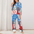 thumbnail image 2 of Honeii Medicine Gnome Truck Red Print Women's Pajama Sets Long Sleeve Button Down Sleepwear Nightwear Soft Pjs Lounge Sets 2PCS-Large, 2 of 7