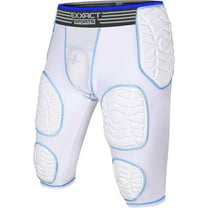 Exxact Sports Combat 7-Pad Youth Football Girdle with Cup Pocket, Padded Compression Shorts with Integrated Pads, Boys Girdle Football (YL, White Combat)