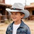 thumbnail image 2 of 3-8 Years Kids Hat Toddler Boys Cowboy Hat, 2-8t Western Hat for Kids, Hatband Baby Hat Cowgirl Hat Western Cowboy Hat Dance Hat,White, 2 of 5