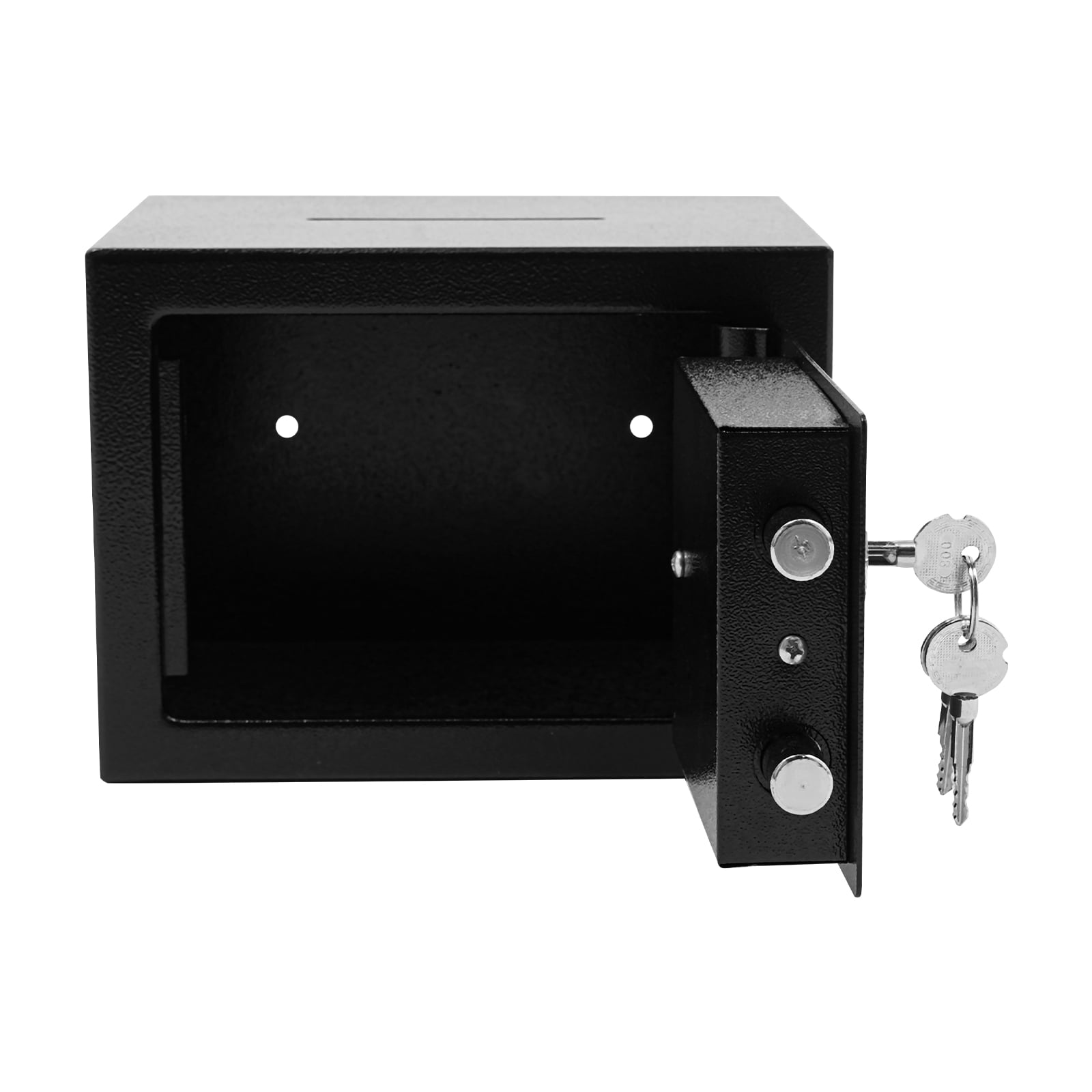 Black Small Safe Box with Drop Slot, Safety Box for Money, Depository Safe with Drop Slot Mountable Cash Box with Lock for Home & Office Security