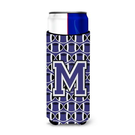 

Carolines Treasures CJ1068-MMUK Letter M Football Purple and White Ultra Beverage Insulators for slim cans Slim Can