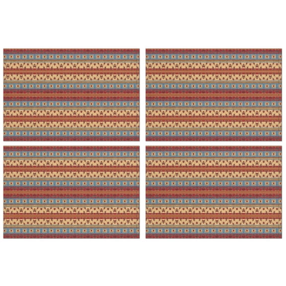 Red and Yellow Geometric Striped Pattern Summer Placemats Table Placemats Set Of 4-Linen Kitchen Washable Placemats Table Mats 11.8"x17.7" Non-Slip Heat Resistant