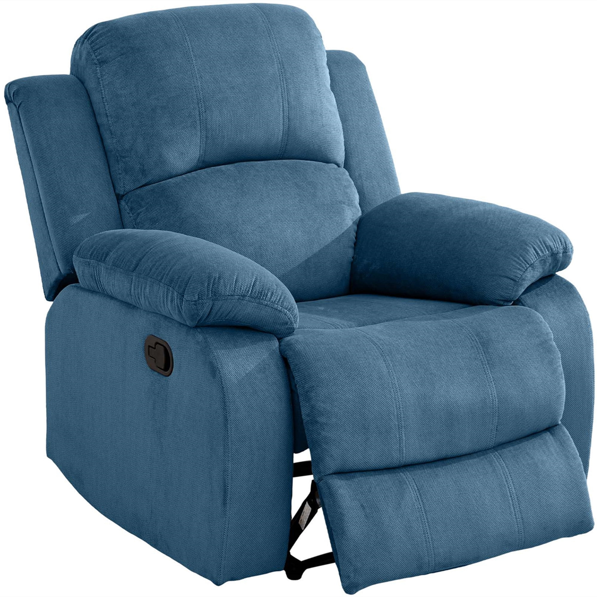 Aukfa Fabric Recliner Chair Overstuffed Adjustable Armchair for Living Room Bedroom, Blue