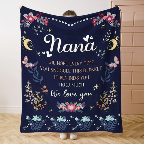 Soft Flannel Nana Blanket - Perfect Christmas, Birthday & Mother's Day Gift from Grandkids - Cozy Throw for Bed or Office