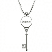 Stylish Word Shopaholic Art Deco Fashion Pendant Vintage Necklace Silver Key Jewelry