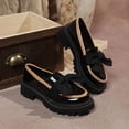 thumbnail image 6 of XUNKUSGA Loafers for Women Cute Bowknot Round Toe Leather Dress Shoes Fashion Color Block Thick Heel Anti Slip Womens Slip On Shoes for Work Daily,Black,5.5, 6 of 6