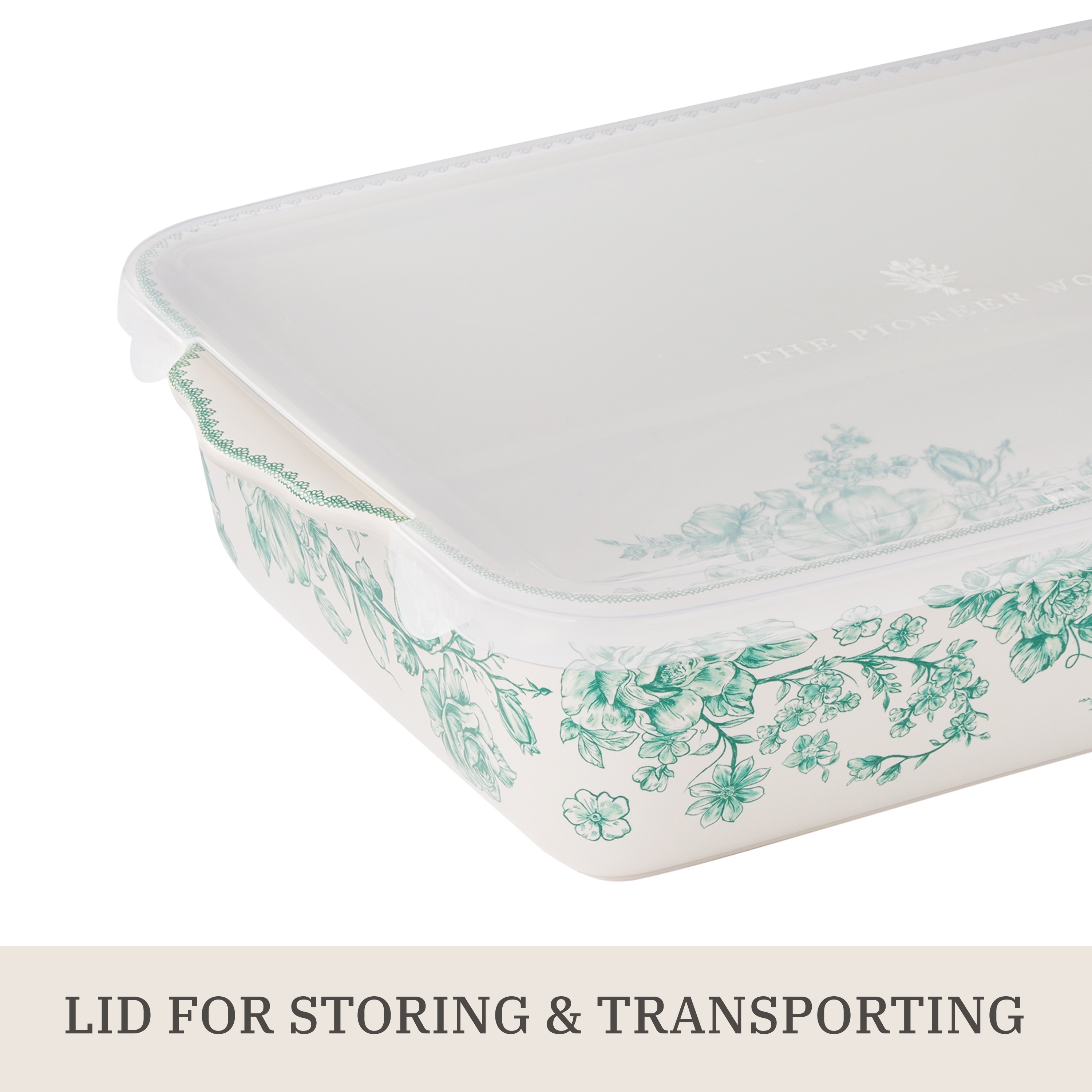 Pioneer Woman Agatha Rectangular Baker with Lid, Green photo 4