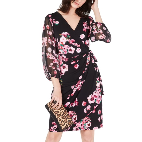 Women's Dress Classic A-Line Floral Faux Wrap Chiffon XL