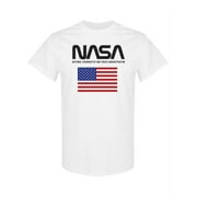 NASA Mens Graphic Tee - Aeronautics and Space Administration US Flag - Regular Fit 100% Cotton