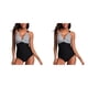 thumbnail image 4 of Naiovety Traje de baño a rayas para mujer, traje de baño de 1 pieza con cuello en V, trajes de baño sin espalda, ropa de playa de verano para Type5 NO5, 4 of 6