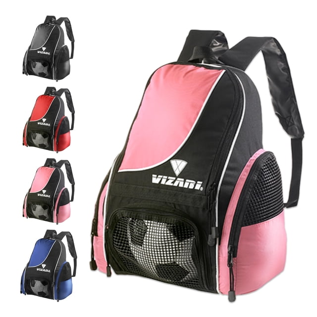 Mochila de fútbol Vizari Solano con compartimento para balón rosa