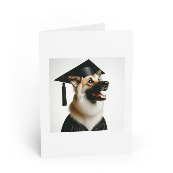 DistinctInk Greeting Card / Note Card - Chinook Dog Graduation - PACK of 100
