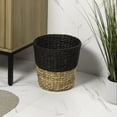 thumbnail image 6 of happimess Toby Contemporary Bohemian Two-Tone Handwoven Water Hyacinth 3.1-Gallon Tapered Round Wicker Waste Basket, Black/Natural (Set of 2), 6 of 6