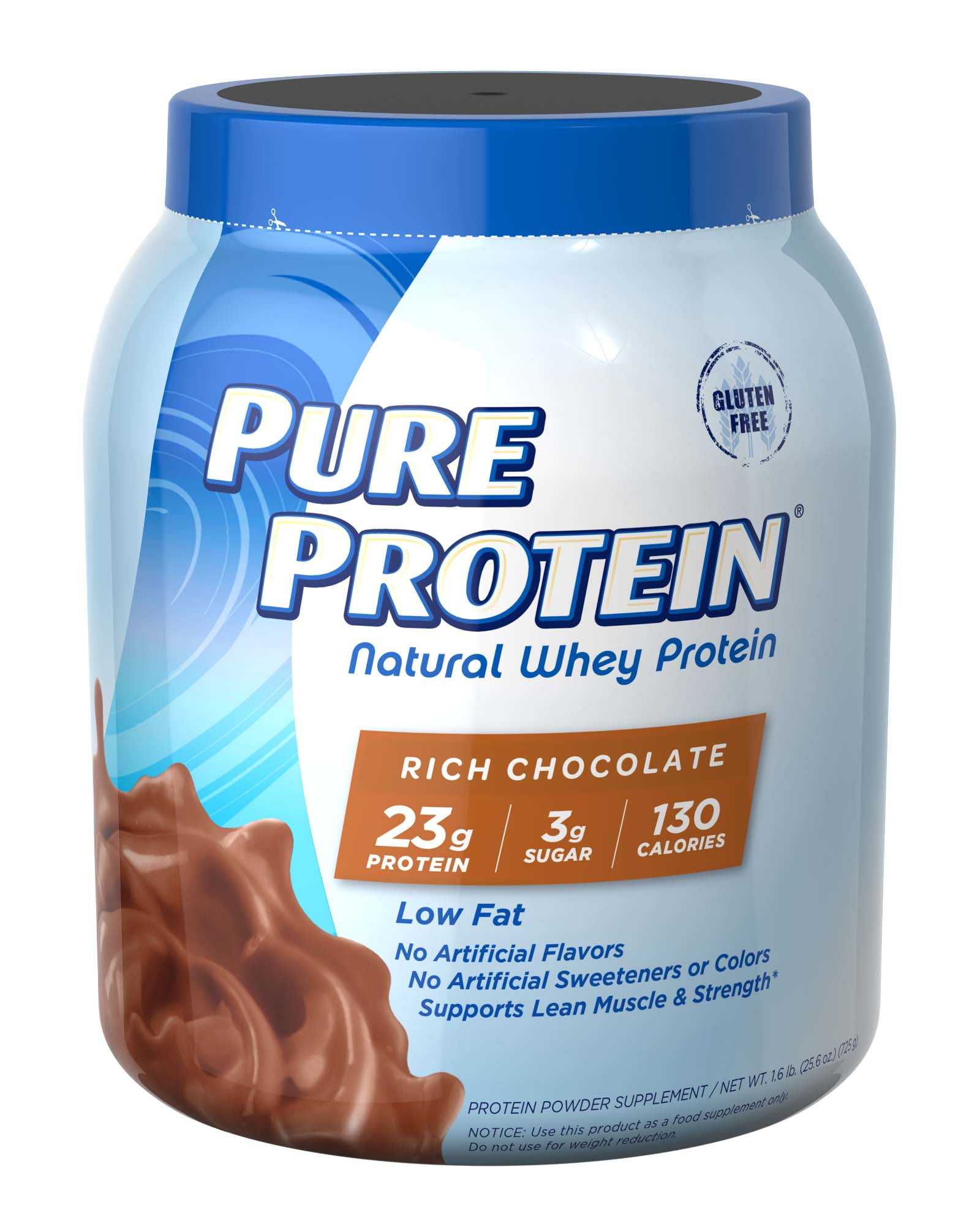 Pure Protein Natural Whey Protein Powder, Rich Chocolate, 23g Protein, 1.6 Lb