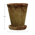 thumbnail image 3 of Creative Co-Op Cement Planter with Saucer, Distressed Terra-cotta Finish, Set of 2 (Holds 5" Pot), 3 of 5