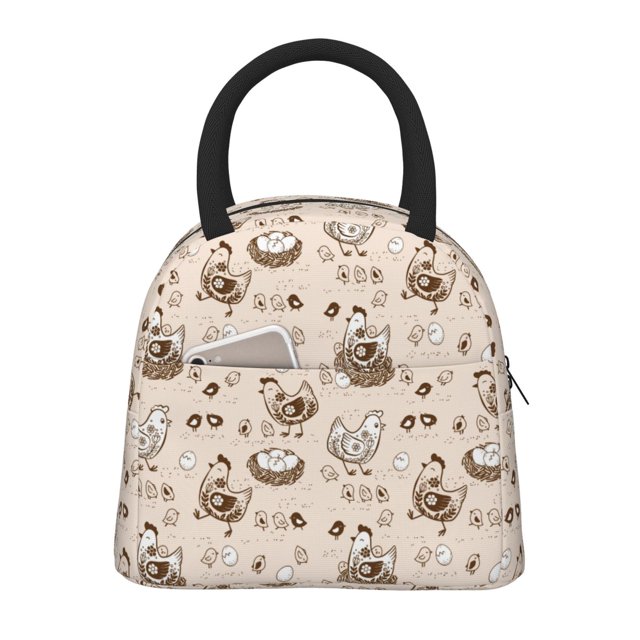 Disketp Chicken With Floral Bolsa Térmica para Almuerzo, Lonchera con Abertura Amplia y Gran Capacidad, Organizador Reutilizable para Mujeres, Hombres y Adultos