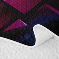 thumbnail image 5 of Castle Fairy Abstract Neon Cube Grid Bed Spread Queen 3pcs,Minimalism Glowing Square Queen Coverlet Set,Magenta Blue Black,1 Quilt and 2 Pillowcases, 5 of 7