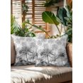 thumbnail image 2 of Waterproof Outdoor Throw Pillows with Inserts 16"x16" Set of 2, Summer Tropical Leaves Soft Decorative Pillowcases for Couch Bedroom, Gray Palm Trees Botanical Pillow Covers for Sofa Living Room, 2 of 8
