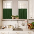 thumbnail image 3 of 3 Piece Kitchen Curtains and Valances Set Solid Dark Green Cafe Curtains 24 Inch Length Retro Minimalism Abstract Denim Texture Valance & Tier Curtain for Living Room Bedroom Window 54"x18"+27"x24"*2, 3 of 6