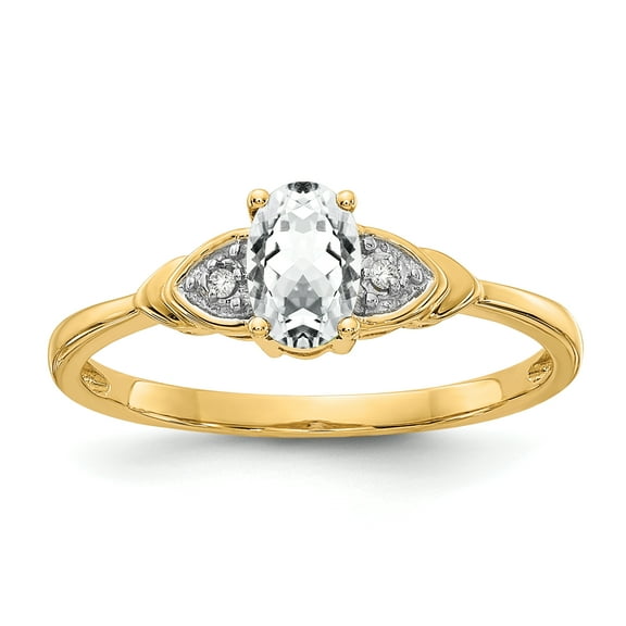 Primal Gold 14 Karat Yellow Gold White Topaz and Diamond Ring