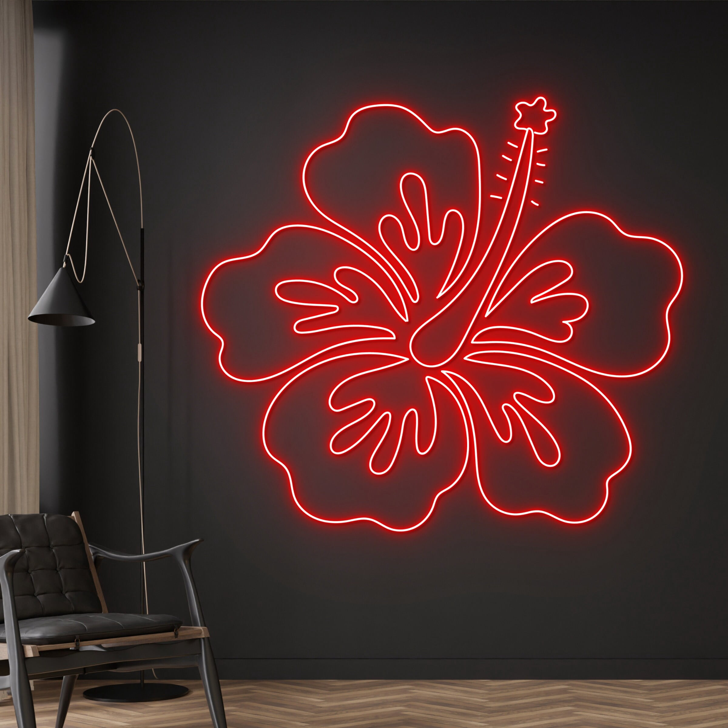 Handmadetneonsign Custom Hibiscus Flower Neon Sign, Hawaiian