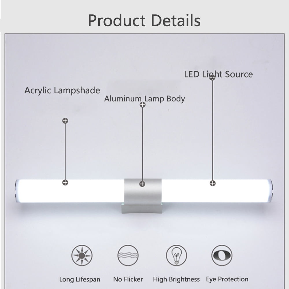 CHUANK Bathroom Vanity Light Fixtures, Bathroom Front Mirror Vanity LED Fixture Light for Toilet
