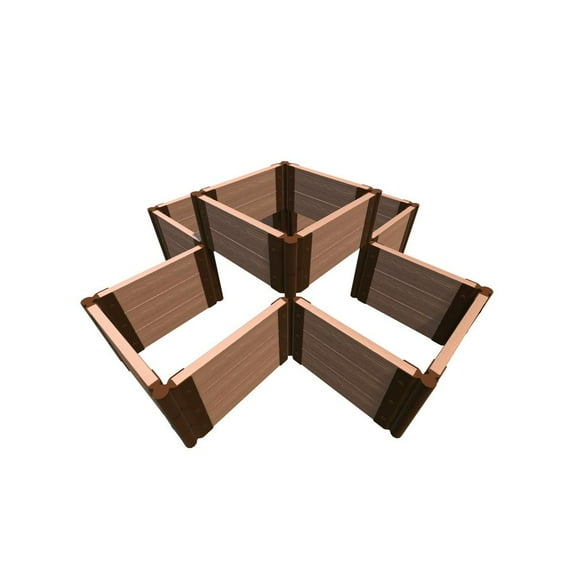 Frame It All TOOL-FREE CLASSIC SIENNA 'NOTRE DAME' 6' x 6' x 16.5" RAISED GARDEN BED (TERRACED CROSS) - 2" Profile