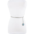 thumbnail image 5 of Women Silver Metal Chain Turquoise Blue Charm Buckle Belt XL XXL, 5 of 10