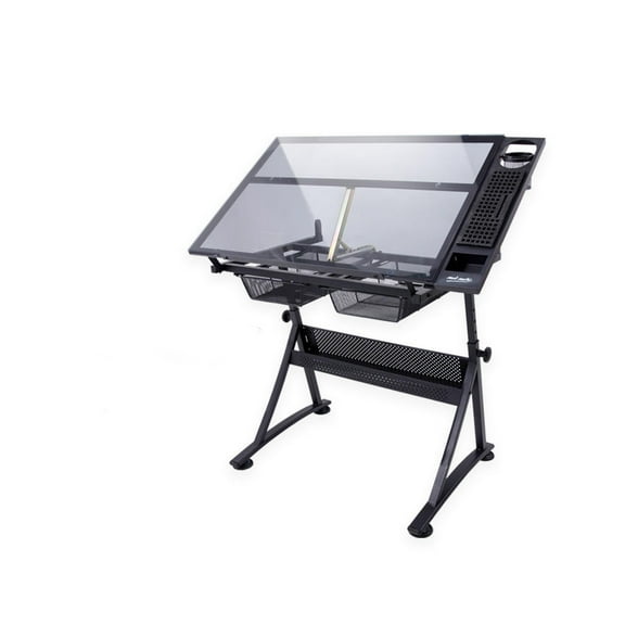 INTSUPERMAI Adjustable Drawing Table Art Craft Working Station Desk Tempered Glass