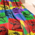 thumbnail image 3 of Colorful Dinosaurs Pop Art Pattern Blanket,Comfortable Soft Lamb Wool Throw Blanket,All Season,Warm Lightweight Blankets for Sofa Bed Couch Living Room Chair,60"x80", 3 of 4
