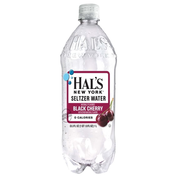 Hal's New York Black Cherry Seltzer Water, 33.8 fl oz (1L) (15 Pack)