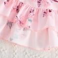 thumbnail image 4 of Quealent Baby Girl Summer 2024 Fashion Baby Girl Summer Clothes Cute Outfits Short Sleeve Skirt Dress Headband 3PCS Outfit Pink,6-9 Months, 4 of 5