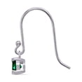 thumbnail image 2 of Simulated Emerald 5mm Round Small Solitaire Sterling Silver Dangle Earrings, 2 of 3