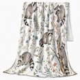 thumbnail image 2 of Raccoons with Branches and Ferns, Natural Botanical Style for Animal Lovers, White Autumn Living Room Scene and Housewarming Gift, Cozy Flannel Blanket for Bedroom and Reading Nook, Home Decor, 2 of 7