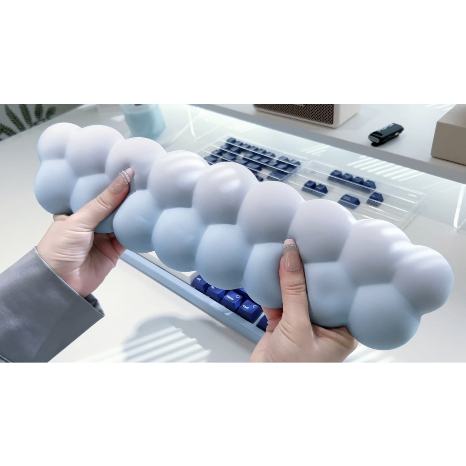 MiFuny Cloud Wrist Rest & Mouse Pad Set, Ergonomic Pillow Support  Fits 61-96% Layout,size 370x105x25mm, Waterproof