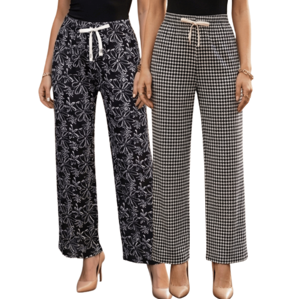 Set De Dos Pants De Mujer Pantalones Anchos Casual O Elgante Pans Stretch