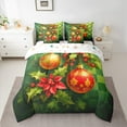thumbnail image 2 of jejeloiu Christmas Red Leaves Bedding Comforter Set 7pcs,Christmas Lantern Queen Bedding Sets,Happy New Year Queen Sheet Sets For Men Women,Lightweight Room Decor Reversible, 2 of 8