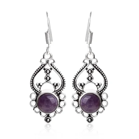 Women Dangle Earrings Blue Amethyst 925 Sterling Silver Handmade Jewelry Christmas Mother's Day Gift for Her/Mom/Grandma/Wife