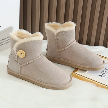 

Women‘s Thermal Snow Boots Solid Color Fleece Liner Slip On Ankle Boots Women‘s Footwear