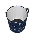 thumbnail image 5 of Uemuo Nautical Themed Simple Anchors Pattern Circular Laundry Hamper Basket with handles,Collapsible laundry basket,Large capacity laundry hamper,Laundry Organizer-, 5 of 8