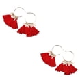 thumbnail image 2 of Qarigey Pendientes de araña Moda Bohemia Estilo vintage Étnico Paja Boho Borla Oreja Cuelga Pendientes de aro Accesorios Rojo 2piezas, 2 of 6