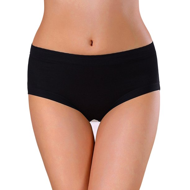 Gibobby Calzoncillos para mujer Ropa interior de mujer, pantalones menstruales, cintura media, pantalones sanitarios triangulares antifugas laterales de capas(Negro,XL)