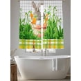 thumbnail image 5 of Easter Bunny Sheer Curtains 72 Inch Length 2 Panels Set Window Treatments, Spring Garden Floral Botanical Gray Plaid Rod Pocket Semi Curtains for Living Room/Bedroom/Kitchen Décor, 104"W x 72"L, 5 of 7