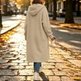 thumbnail image 5 of Edvintorg Womens Jacket Zip up Hooded Long Coat Long Sleeve Loose Casual Outerwear with Pocket Fashion Clothing Khaki S-2XL, 5 of 7