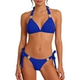 thumbnail image 4 of Women's 2026 Sexy Halter Bikini Set Rhinestone Accent Triangle Top with Side Tie Bow Bottoms Ideal for Summer Beach Pool and SPA Days, 4 of 8