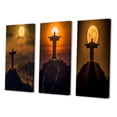 thumbnail image 3 of Designart "Supermoon Over Christ the Redeemer Rio's Icon V" Christianism Wall Art Set Of 3 - Traditional Yellow Gallery Wall Set For Home Decor, 3 of 6