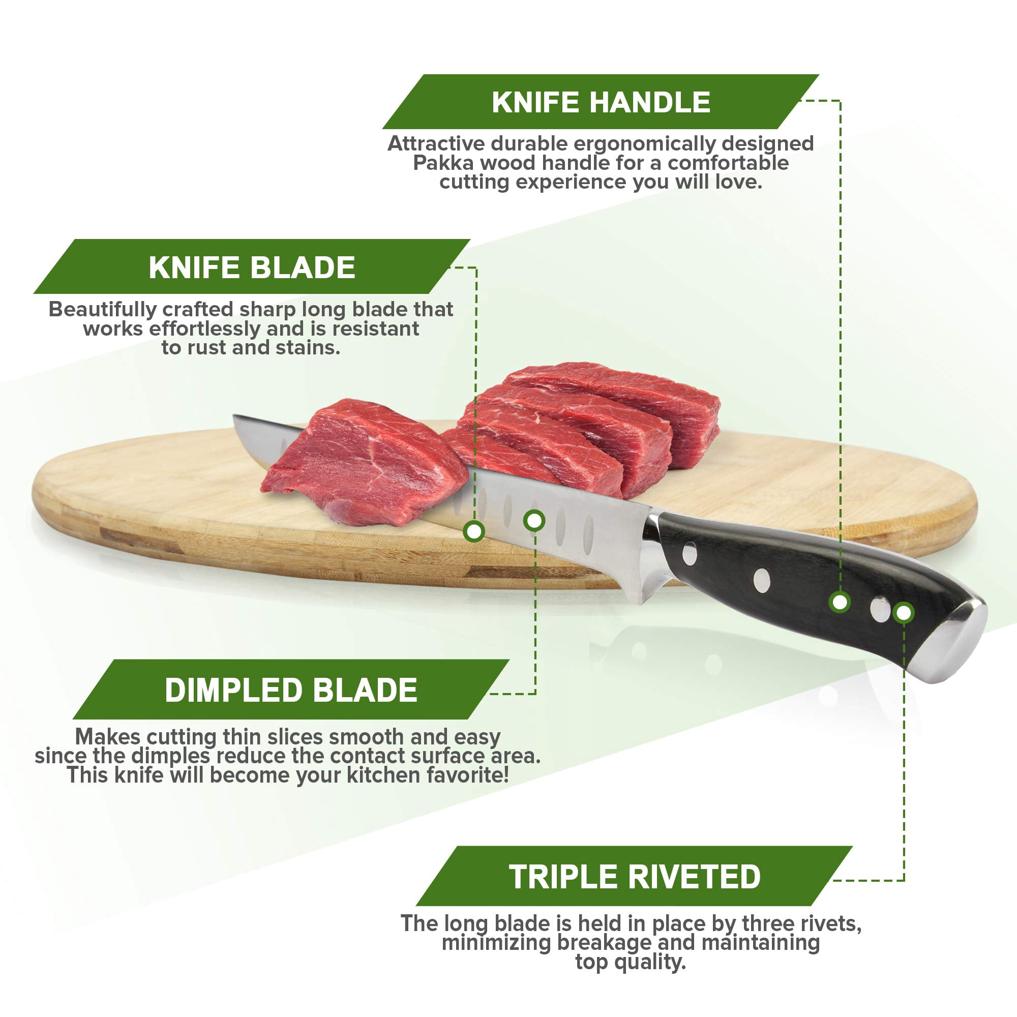 Meat slicer Stainless Steel Jerky Maker Cutting Board With 10-Inch Professional Slicing and Carving Knife